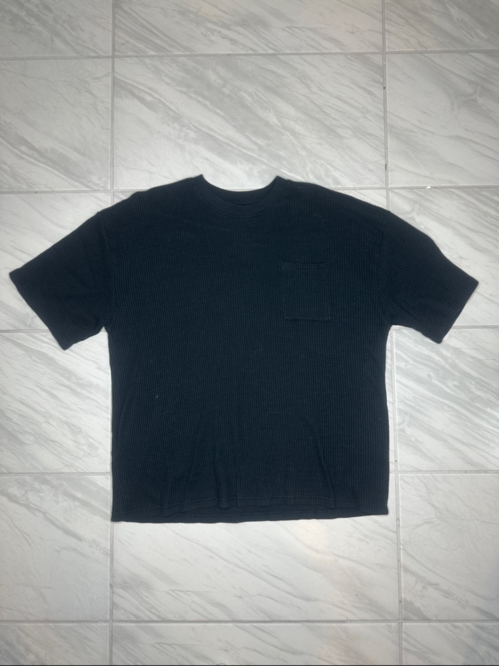 Men's Black Short-Sleeve Thermal Pocket Tee